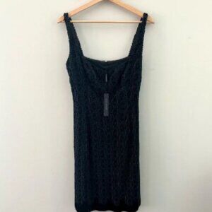 NWT Elie Tahari Sleeveless Mini Dress Dark Blue Embroidered Velvet Slip Size 8